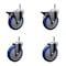 Service Caster 5'' Blue Poly Wheel Swivel 7/16'' Grip Ring Stem Caster Set 2 Brakes, 4PK GR20S514-PPUB-BLUE-PLB-716138-2-S-2 - alternate 1